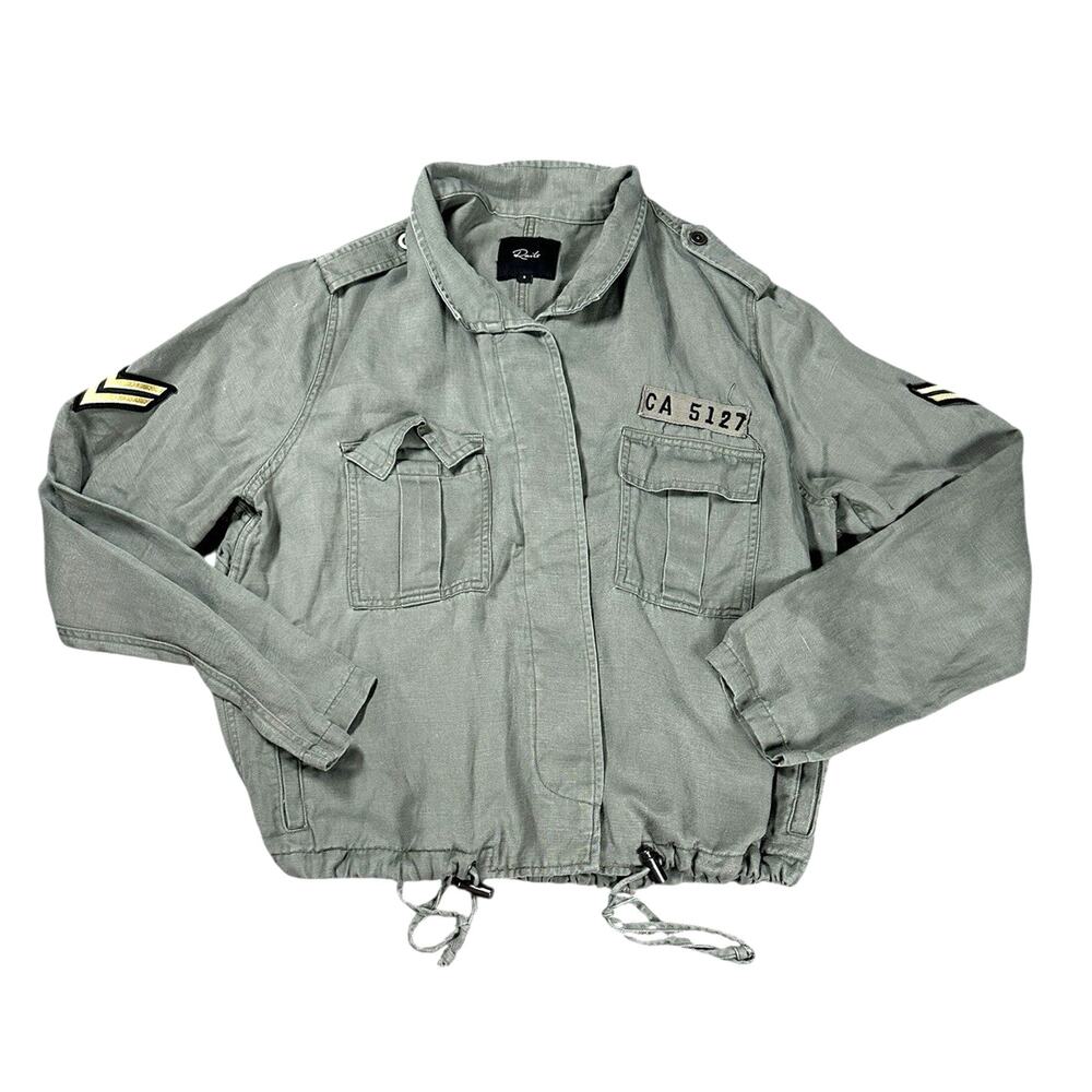 Rails Rowen Military Jacket S Sage Green Army Utility Cargo Lightweight Linen